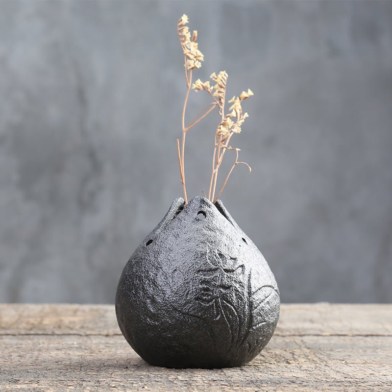 Stoneware Zen Chinese Flower Arrangement Vase - Zambeel