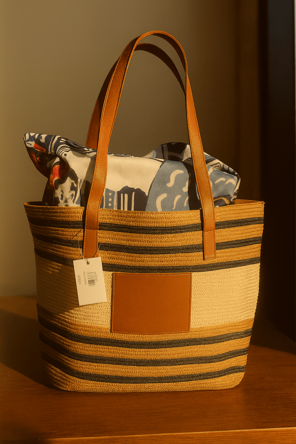 Striped Woven Tote Bag - Zambeel