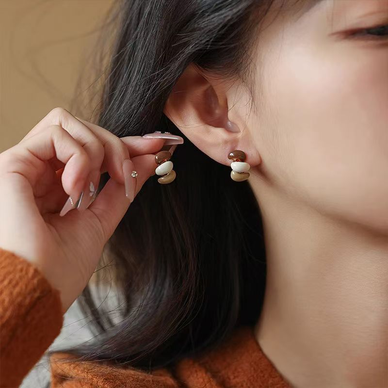 Stud Earrings Women's Design Sense Niche Drip Glazed - Zambeel