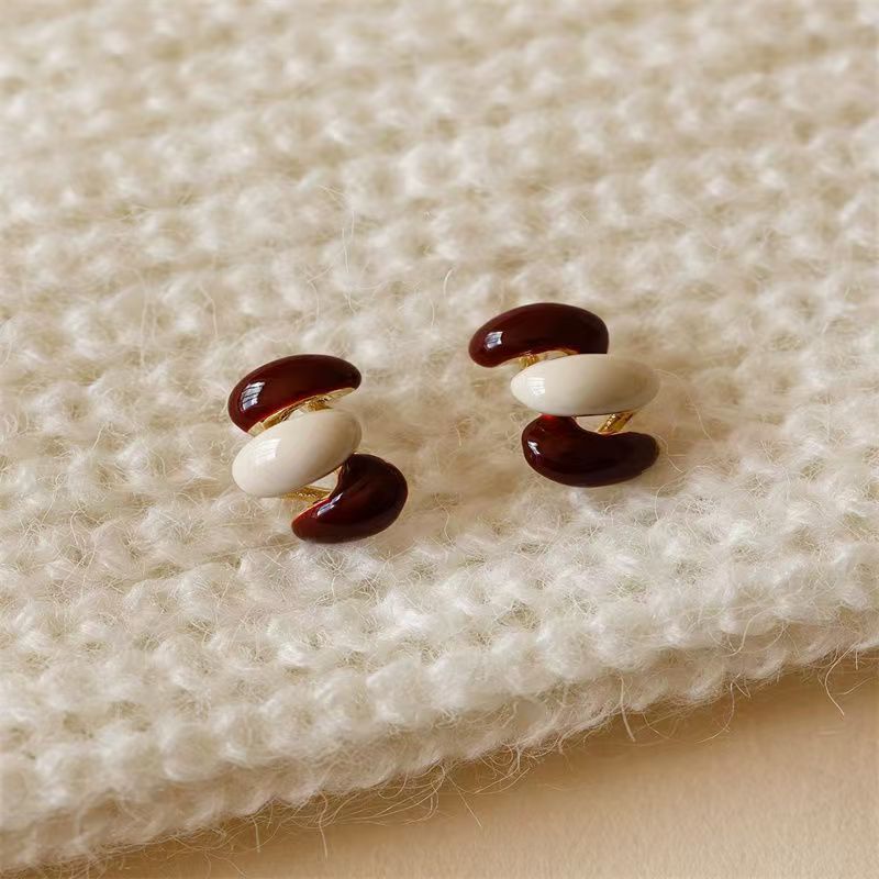 Stud Earrings Women's Design Sense Niche Drip Glazed - Zambeel