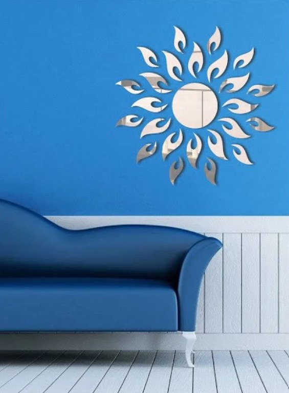 Sun Flame 3D Acrylic Mirror Wall Decoration for Home Wall Office Wall Stylish and Latest Product - Zambeel