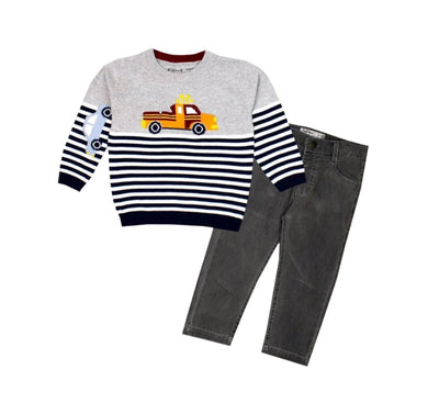 Sweat Shirt With Denim - Zambeel