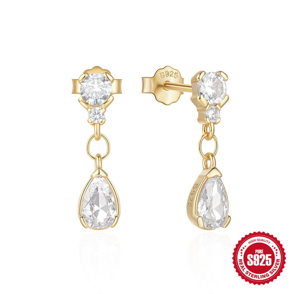 Temperament Entry Lux Diamond Water Drop Ear Studs - Zambeel