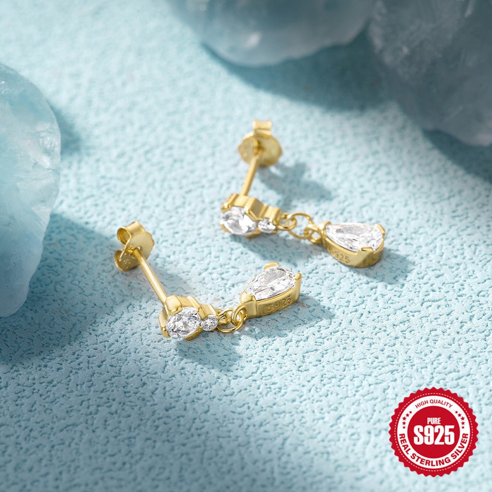 Temperament Entry Lux Diamond Water Drop Ear Studs - Zambeel