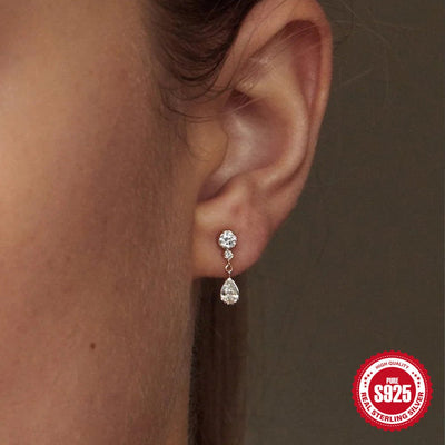Temperament Entry Lux Diamond Water Drop Ear Studs - Zambeel