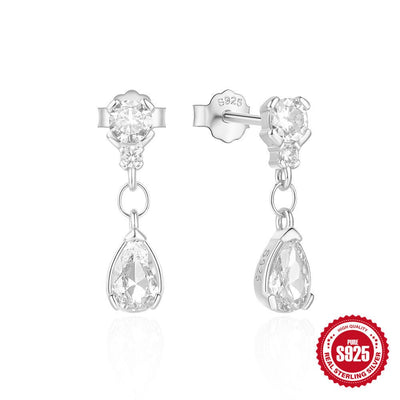Temperament Entry Lux Diamond Water Drop Ear Studs - Zambeel