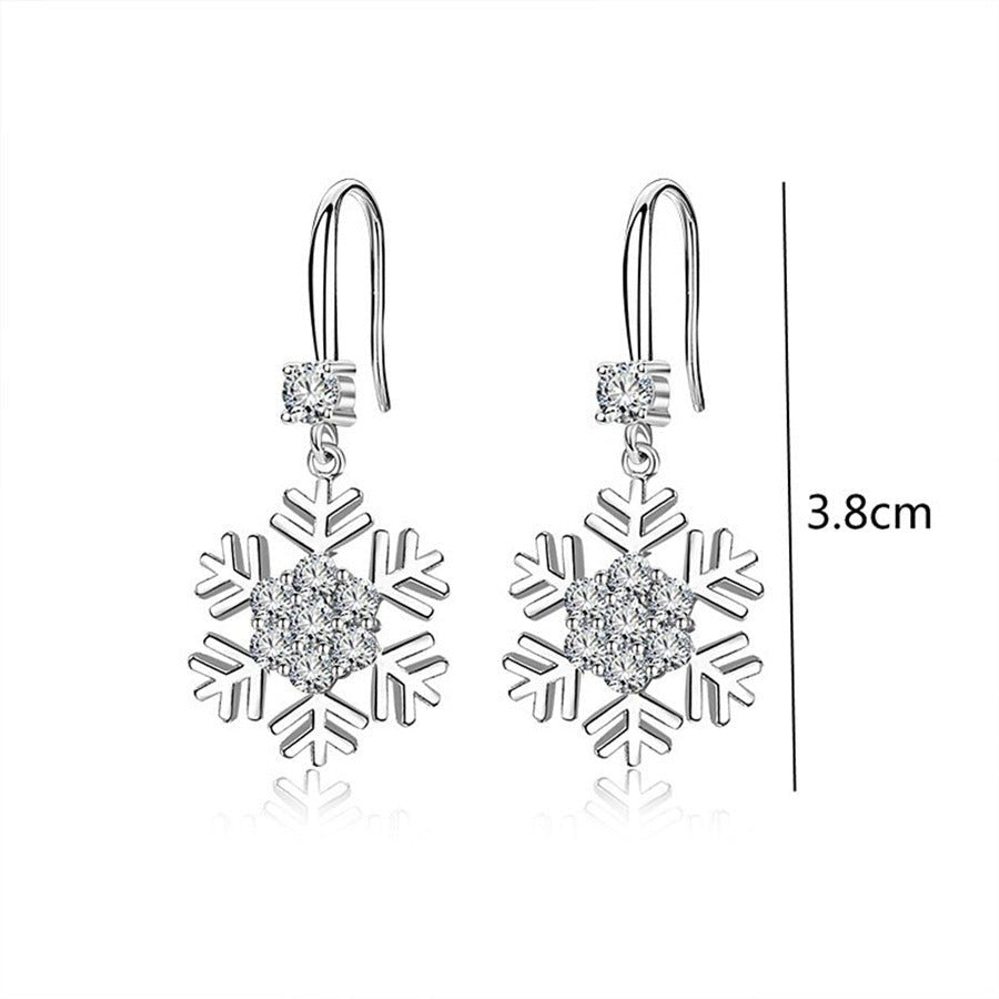 Temperament Snowflake Earrings With Rhinestones Fashion Personalized Christmas Earrings For Women Jewelry - Zambeel