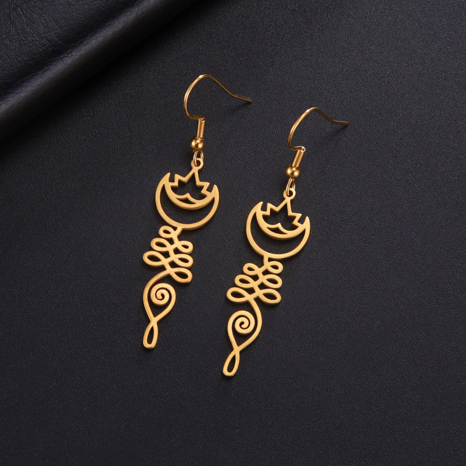 Temperament Wild Simple Moon Ring Earrings - Zambeel