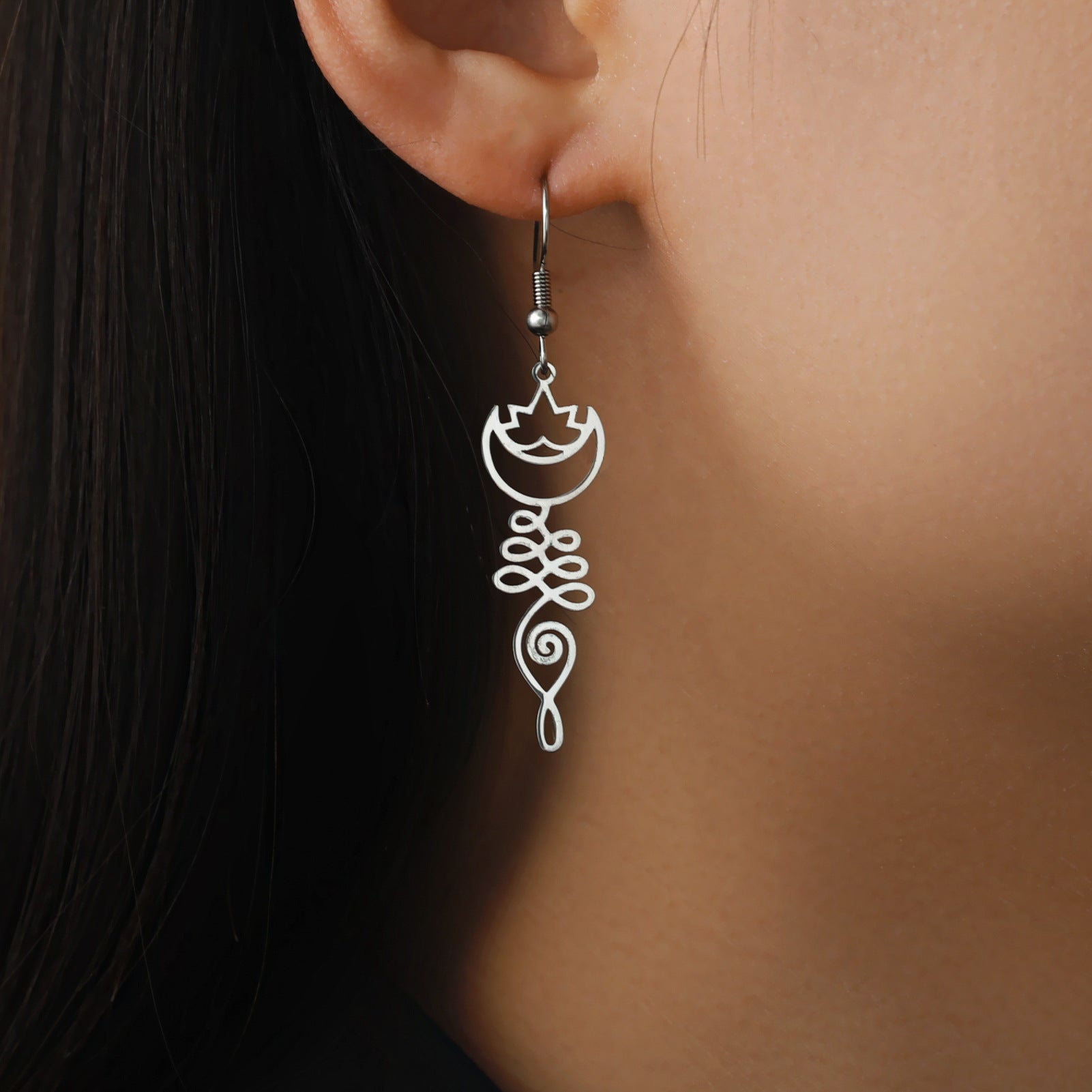 Temperament Wild Simple Moon Ring Earrings - Zambeel