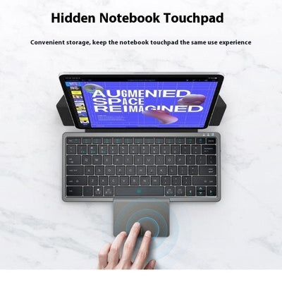 Three - in - one Wireless Bluetooth Touch Pad Wireless Keyboard Leather Sheath Stand Ipad Mobile Phone Universal - Zambeel