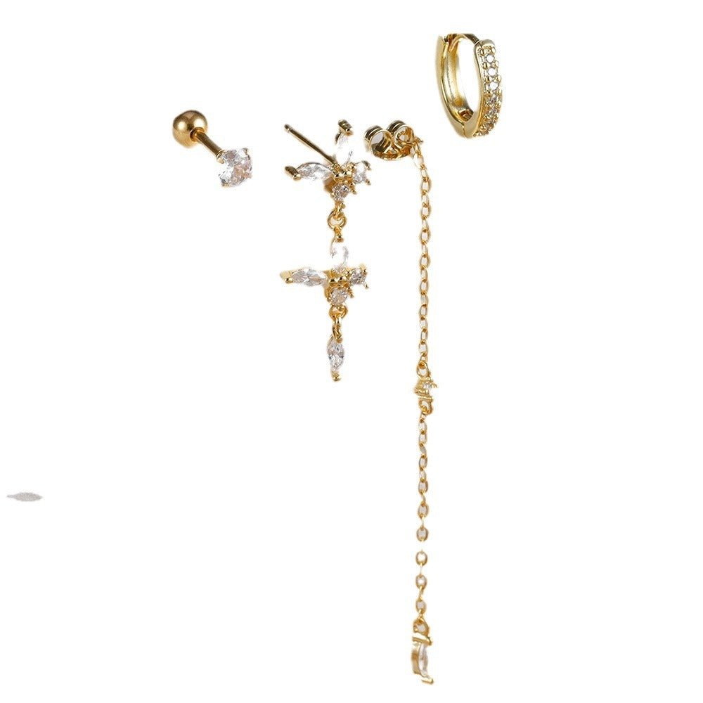 Three - piece Earrings Fashion Zircon Butterfly - Zambeel