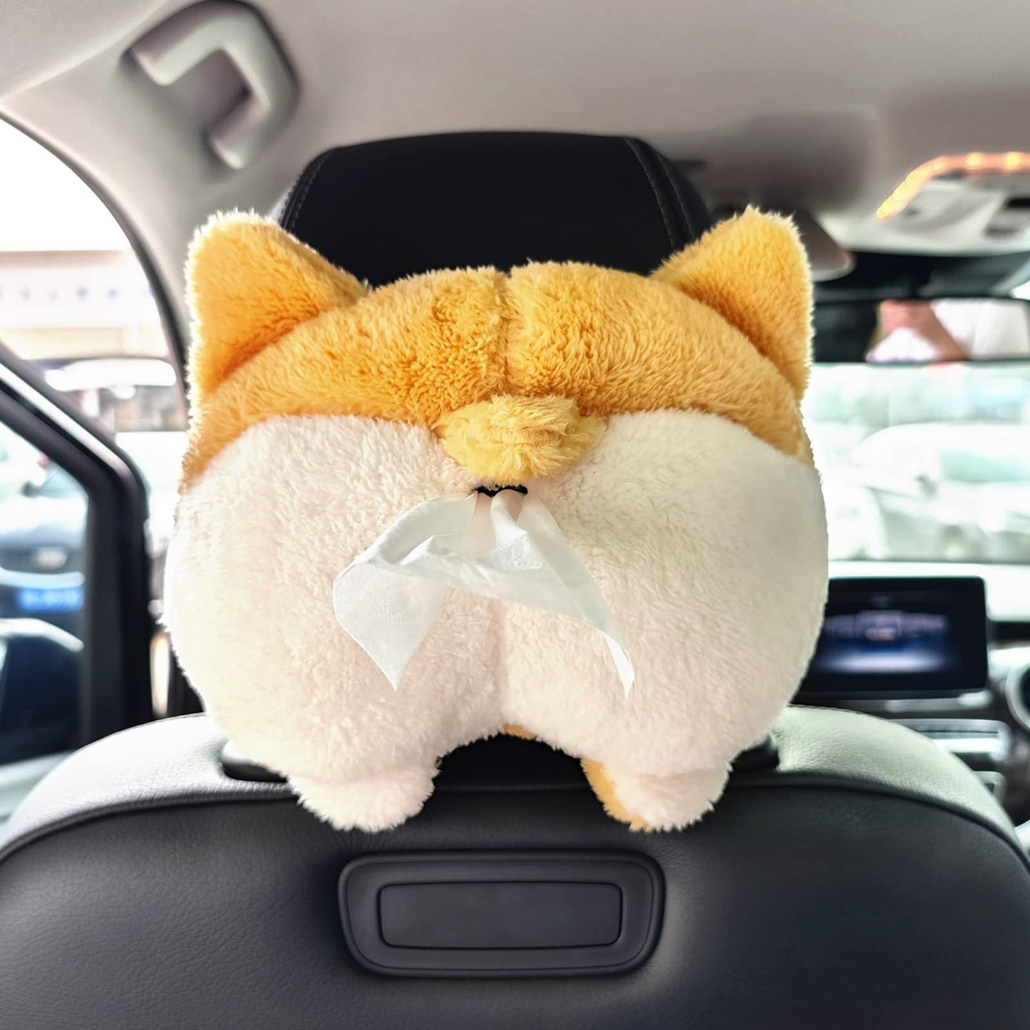 Tissue Box Cover Soft Adorable Corgi Butt Shaped Creative Storage Bag Hanging Pouch Tissue Box Wrapper For Car Home - Zambeel