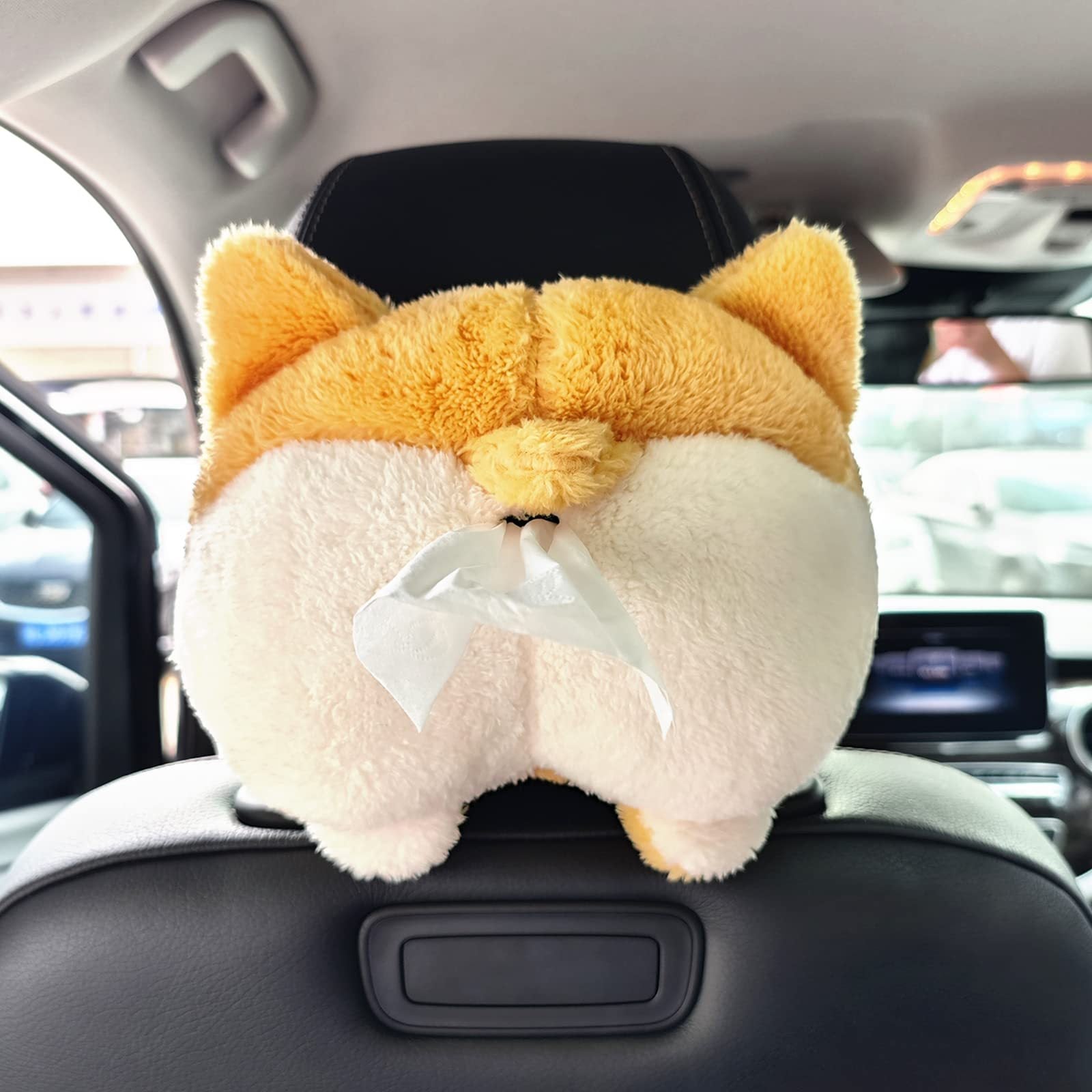 Tissue Box Cover Soft Adorable Corgi Butt Shaped Creative Storage Bag Hanging Pouch Tissue Box Wrapper For Car Home - Zambeel
