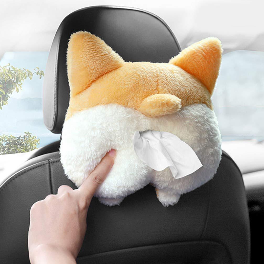 Tissue Box Cover Soft Adorable Corgi Butt Shaped Creative Storage Bag Hanging Pouch Tissue Box Wrapper For Car Home - Zambeel