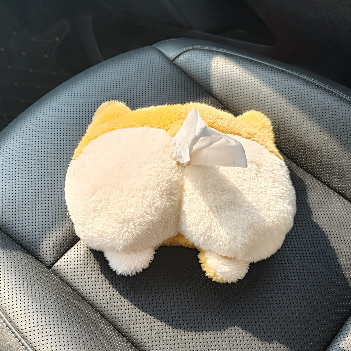 Tissue Box Cover Soft Adorable Corgi Butt Shaped Creative Storage Bag Hanging Pouch Tissue Box Wrapper For Car Home - Zambeel