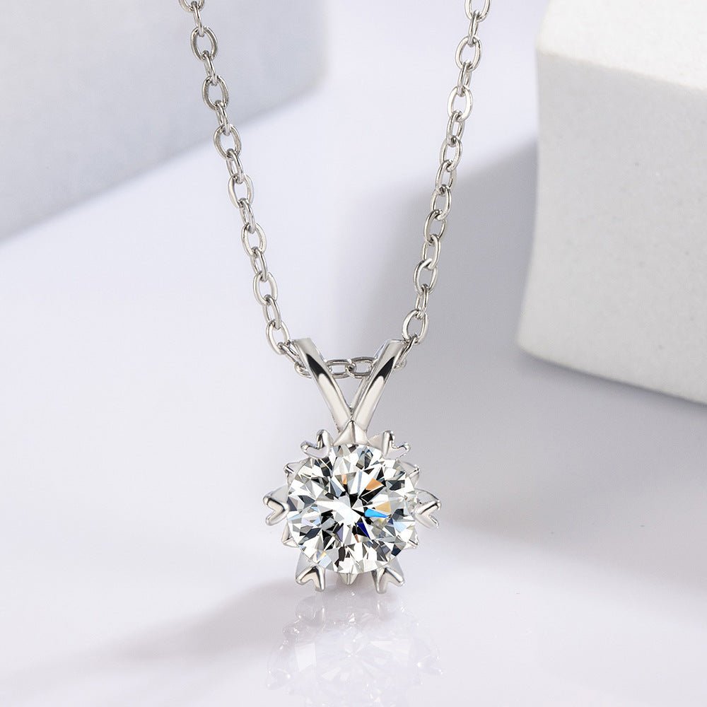Titanium Steel Necklace Niche Snowflake Zircon Pendant - Zambeel