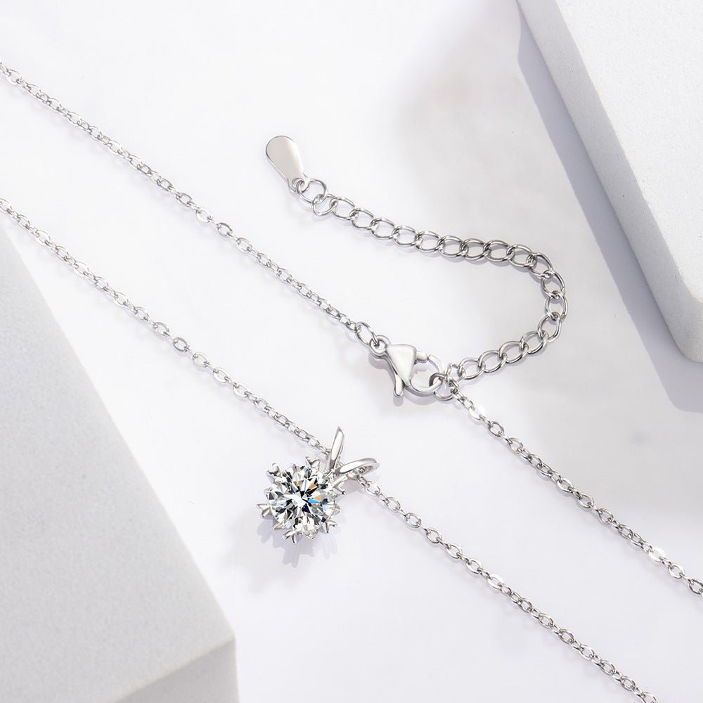 Titanium Steel Necklace Niche Snowflake Zircon Pendant - Zambeel