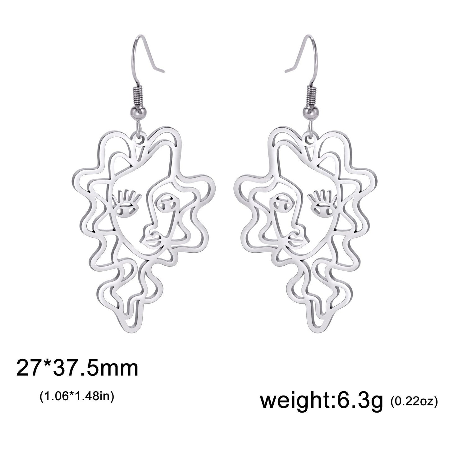 Titanium Steel Retro Ethnic Style Wave Girl Earrings - Zambeel