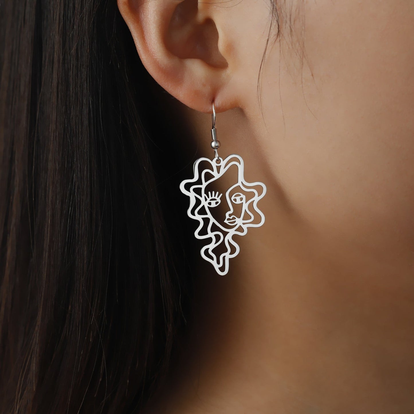 Titanium Steel Retro Ethnic Style Wave Girl Earrings - Zambeel