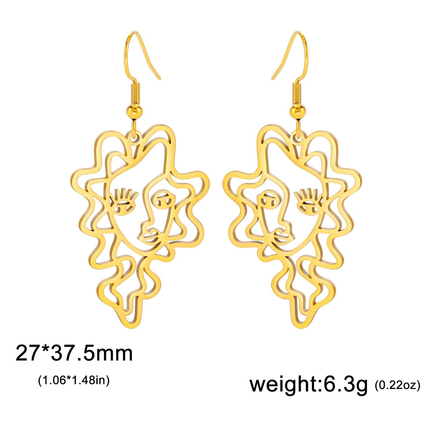 Titanium Steel Retro Ethnic Style Wave Girl Earrings - Zambeel