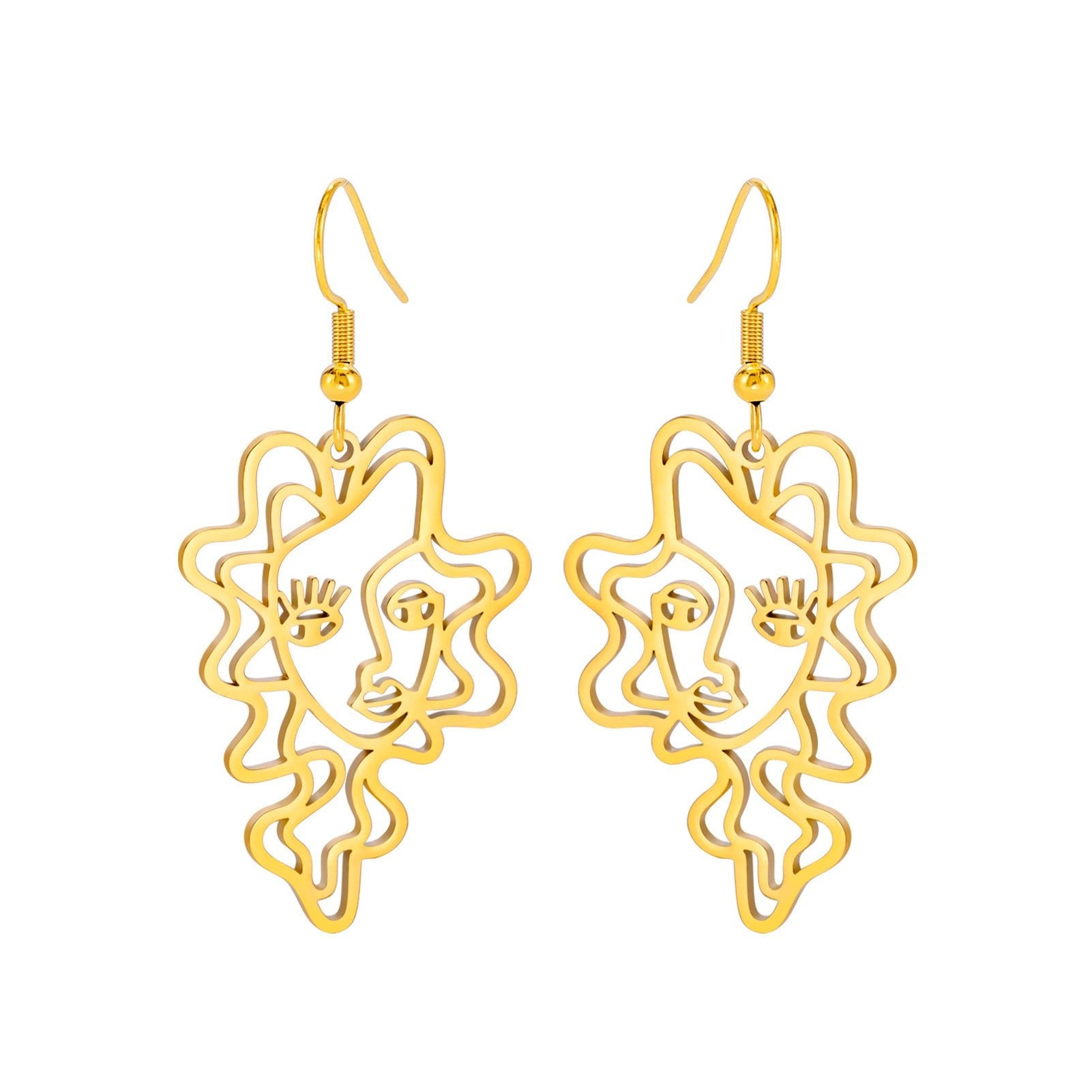 Titanium Steel Retro Ethnic Style Wave Girl Earrings - Zambeel