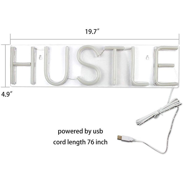Transparent Back Panel HUSTLE USB Powered Neon Lights - Zambeel