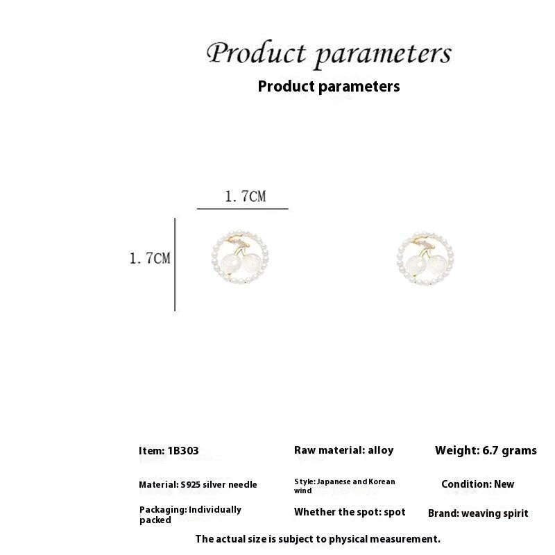 Trendy High - grade Cherry Zircon Ear Studs - Zambeel