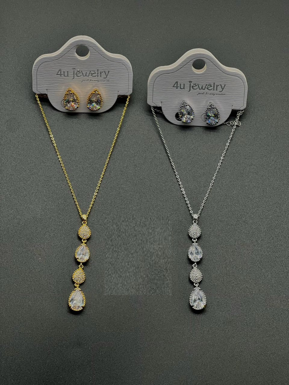 Triple Drop Teardrop Pendant Set - Zambeel