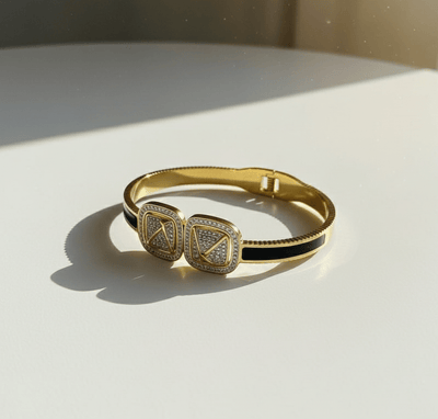 Twin Diamond Emblem Bangle - Zambeel