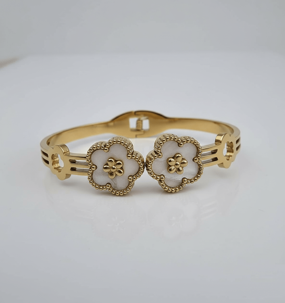 Twin Floral Charm Bangle - Zambeel