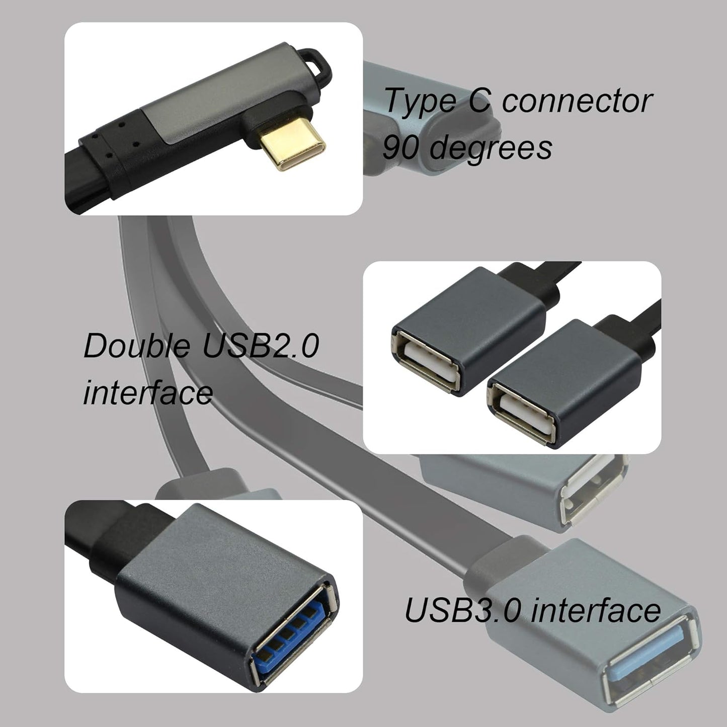 Type C Male to 3 Port USB - Zambeel