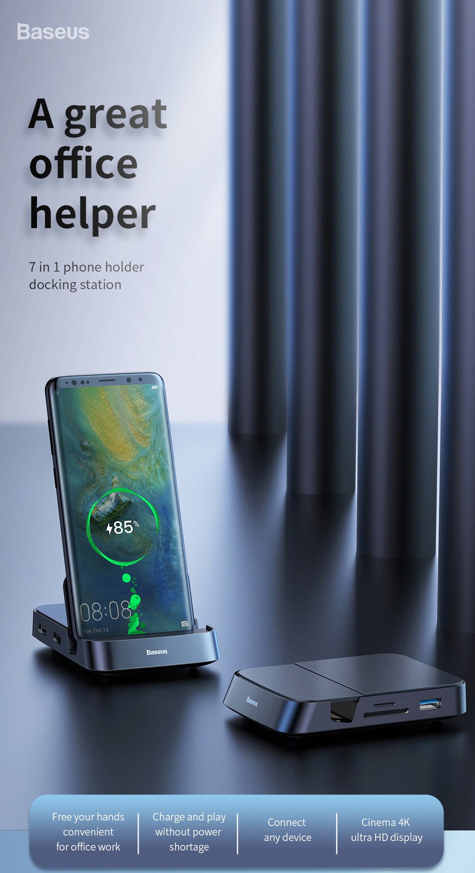 Type - C Mobile Phone Smart HUB Docking Station USB - C Charging Base HDMI Projection Converter Head - Zambeel