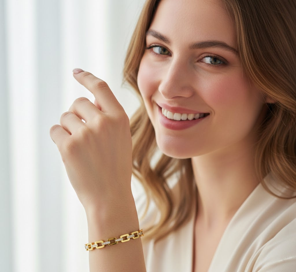 Chain-Link Crystal Bangle