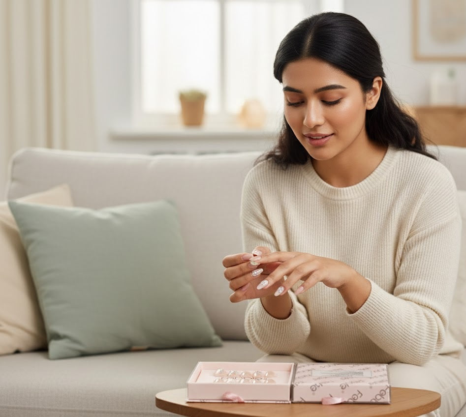 Febble - Crystal Leaf Nude Press-On Nails (Original)