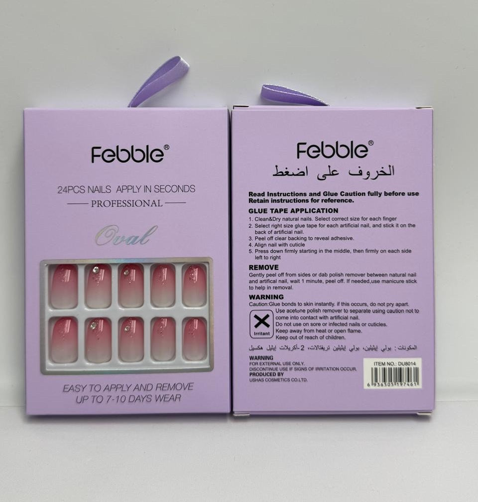 Febble - Blush Ombre Gem Oval Nails (Original)