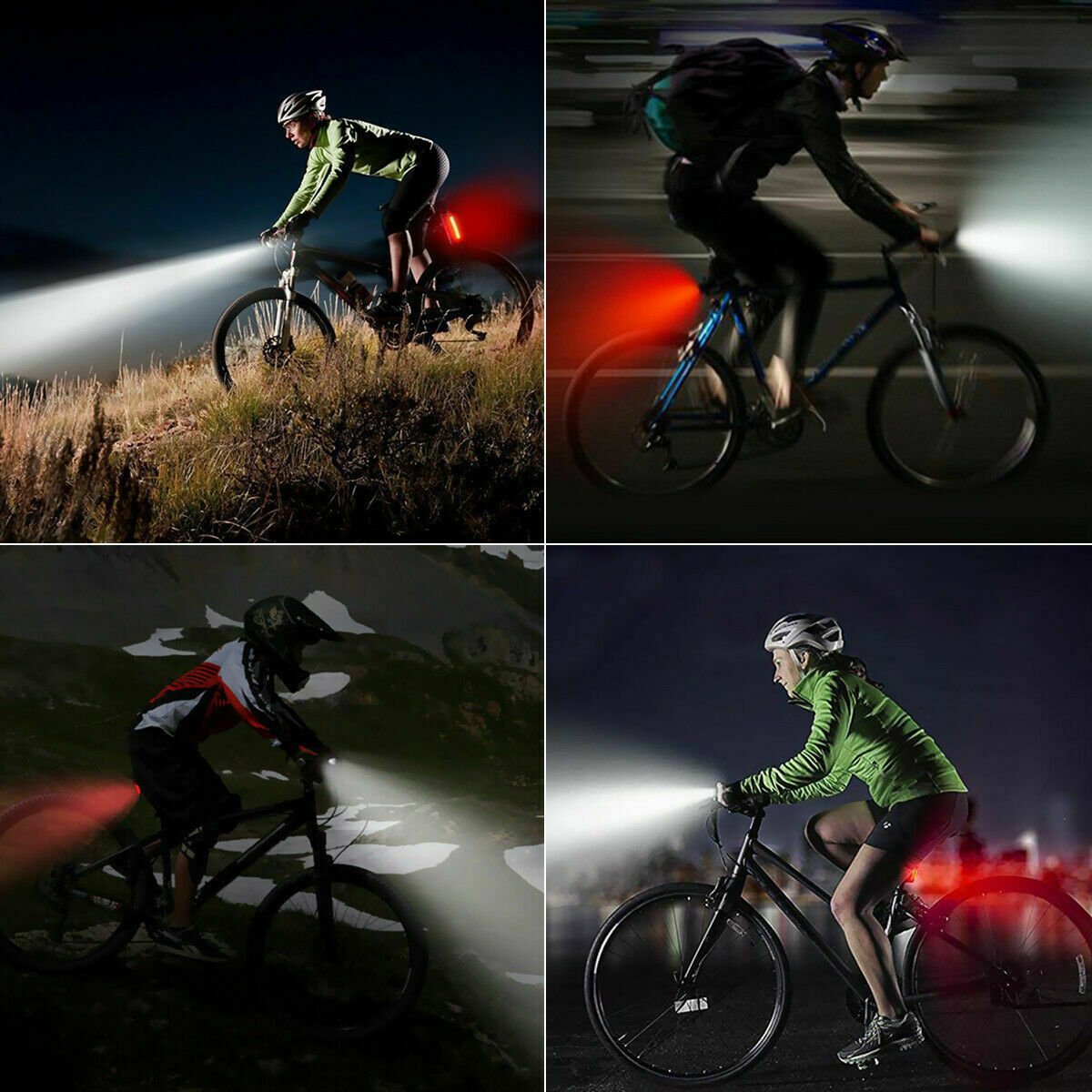 USB Rechargeable LED Bicycle Headlight Bike Head Light Cycling Rear Front Lamp Bike Light Rainproof USB Rechargeable LED bicycle Light - Zambeel