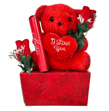Valentine Teddy & Flower - Zambeel