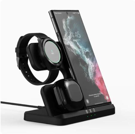 Vertical Wireless Charger Wireless Dock 3in1 Mobile Phone Headphone Charging Stand - Zambeel