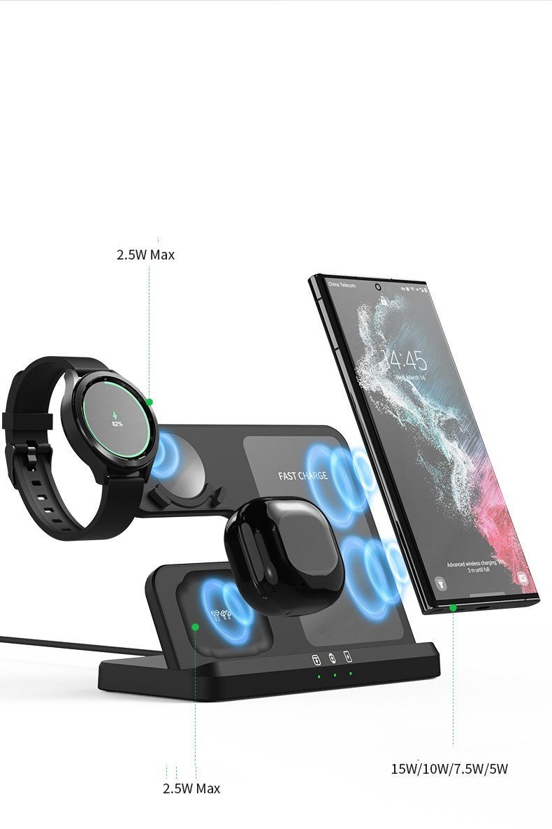 Vertical Wireless Charger Wireless Dock 3in1 Mobile Phone Headphone Charging Stand - Zambeel