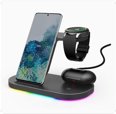 Vertical Wireless Charger Wireless Dock 3in1 Mobile Phone Headphone Charging Stand - Zambeel