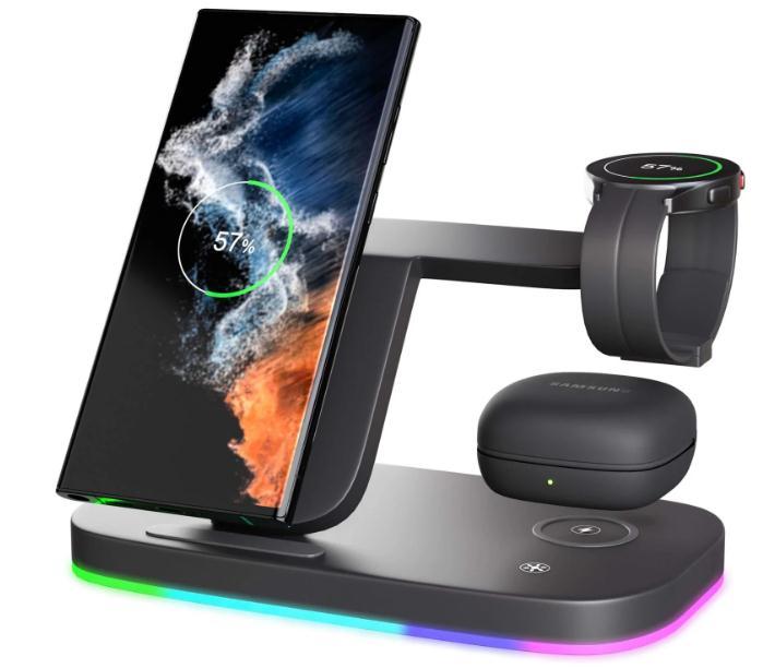 Vertical Wireless Charger Wireless Dock 3in1 Mobile Phone Headphone Charging Stand - Zambeel