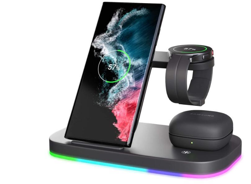 Vertical Wireless Charger Wireless Dock 3in1 Mobile Phone Headphone Charging Stand - Zambeel