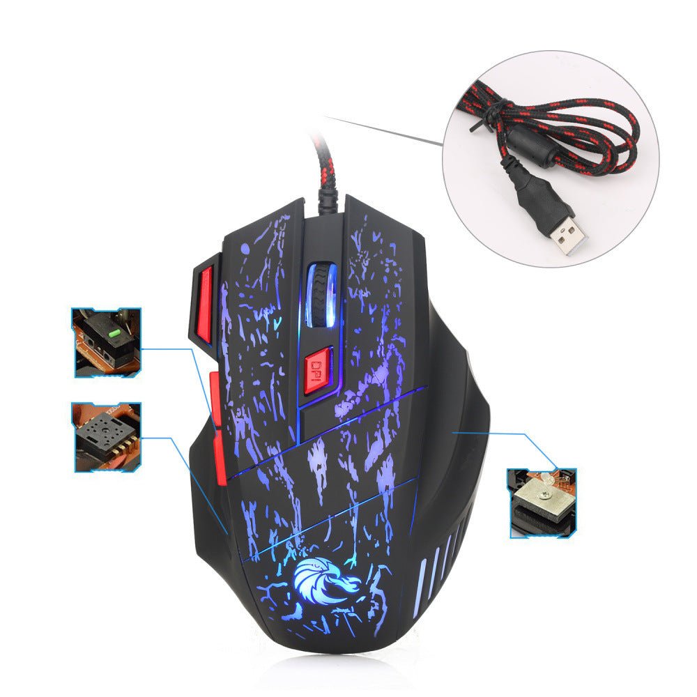 Water Crack Colorful Luminous Game Mouse Wired Mouse - Zambeel