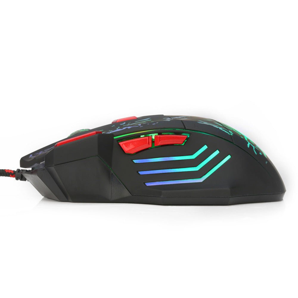 Water Crack Colorful Luminous Game Mouse Wired Mouse - Zambeel