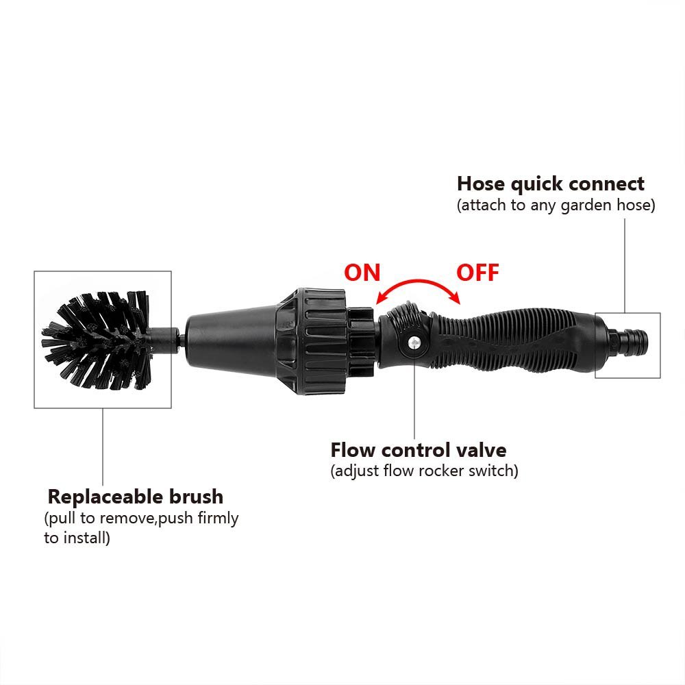 Water - driven Rotary Cleaning Brush Wash Hand - held Water Spray Brush - Zambeel
