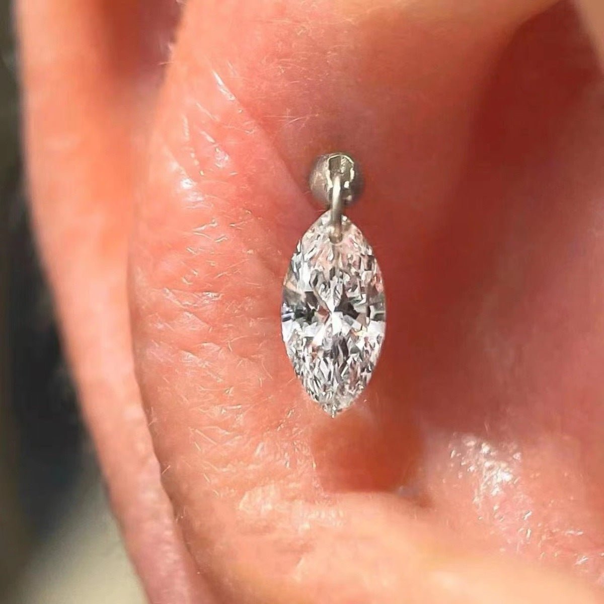 Water Drop Zircon Ear Studs High - Grade Silver Plated - Zambeel