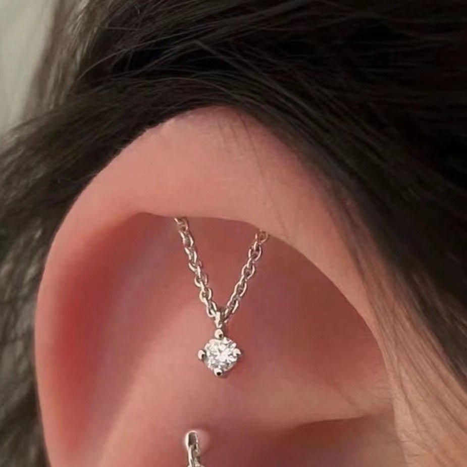 Water Drop Zircon Ear Studs High - Grade Silver Plated - Zambeel