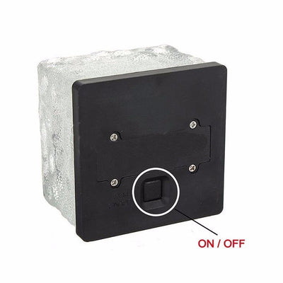 Waterproof Solar Power LED Ground Crystal Glass Ice Brick Shape Outdoor Yard Garden Deck Road Lamp Light - Zambeel