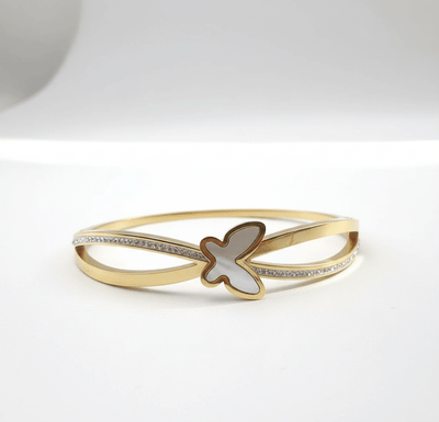 White Enamel Butterfly Bangle - Zambeel