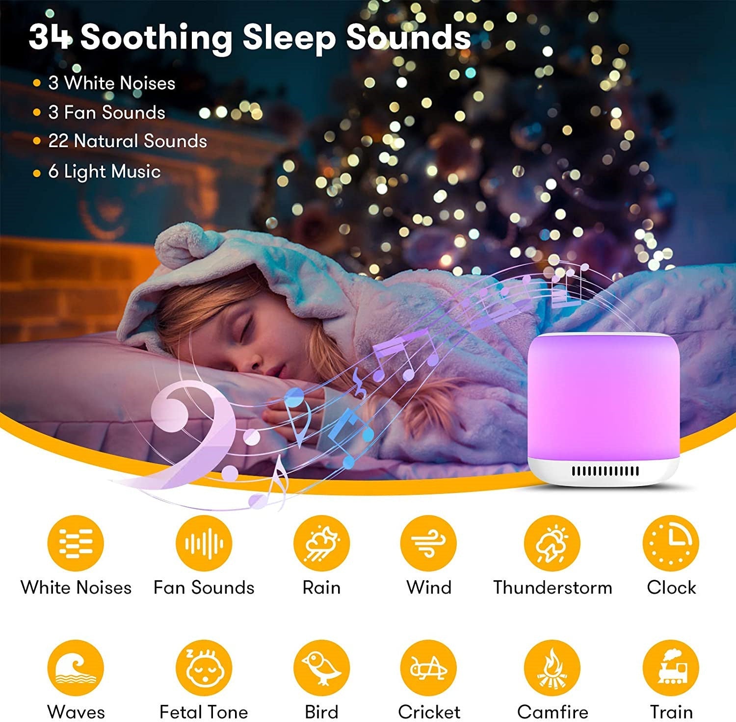 White Noise Sleep Aid Baby Colorful Lights - Zambeel